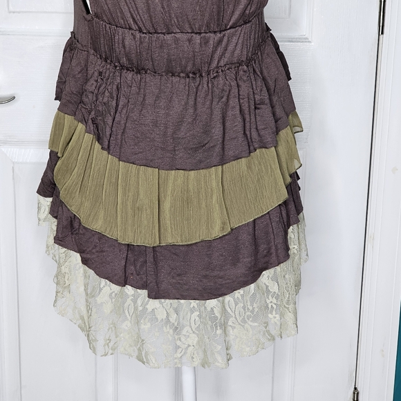 Buckle Brand Vest Brown Pink Lace Ruffles Medium - Picture 8 of 14